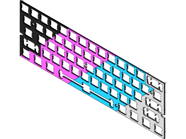 60% ANSI Keyboard Plate - Split 4 - with pegs