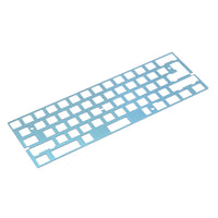 Cyan universal 60% aluminium keyboard plate that supports most typical 60% layouts.