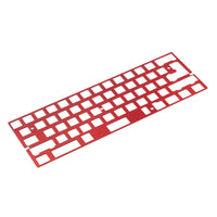 Red universal 60% aluminium keyboard plate that supports most typical 60% layouts.