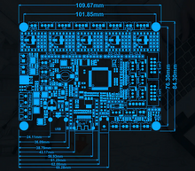 Load image into Gallery viewer, The dimensions of the Big Tree Tech (BTT) SKR 2 board in a cool cyberpunk blue color.
