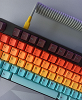 Close Up view of the Wired hawaiian Keychron C2 by tai hao with type C output. RGB back lightning and ANSI Layout with ABS used as frame material.