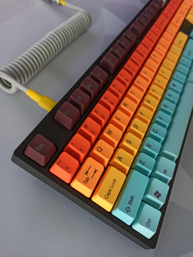 View of the Wired hawaiian Keychron C2 by tai hao with type C output. RGB back lightning and ANSI Layout with ABS used as frame material.