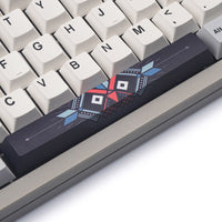 View of the Night Owl varient of the artisan 2.5u spacebar compatible with MX Cherry style switches for mechanical gaming and/or typist keyboards. The different varients are manufactured out of PBT material.