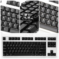 Assembled view of the Black Cubic Tai Hao Keycap set of ABS material. Compatible with Cherry MX Switch Types.