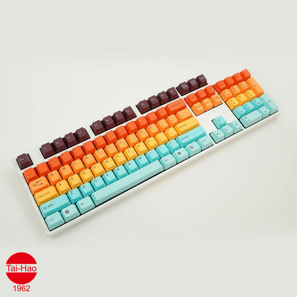 Getting the Hawaiin vibe ? View of the Hawaii Tai Hao keycap set of PBT material. Compatible with Cherry MX Switch Types.