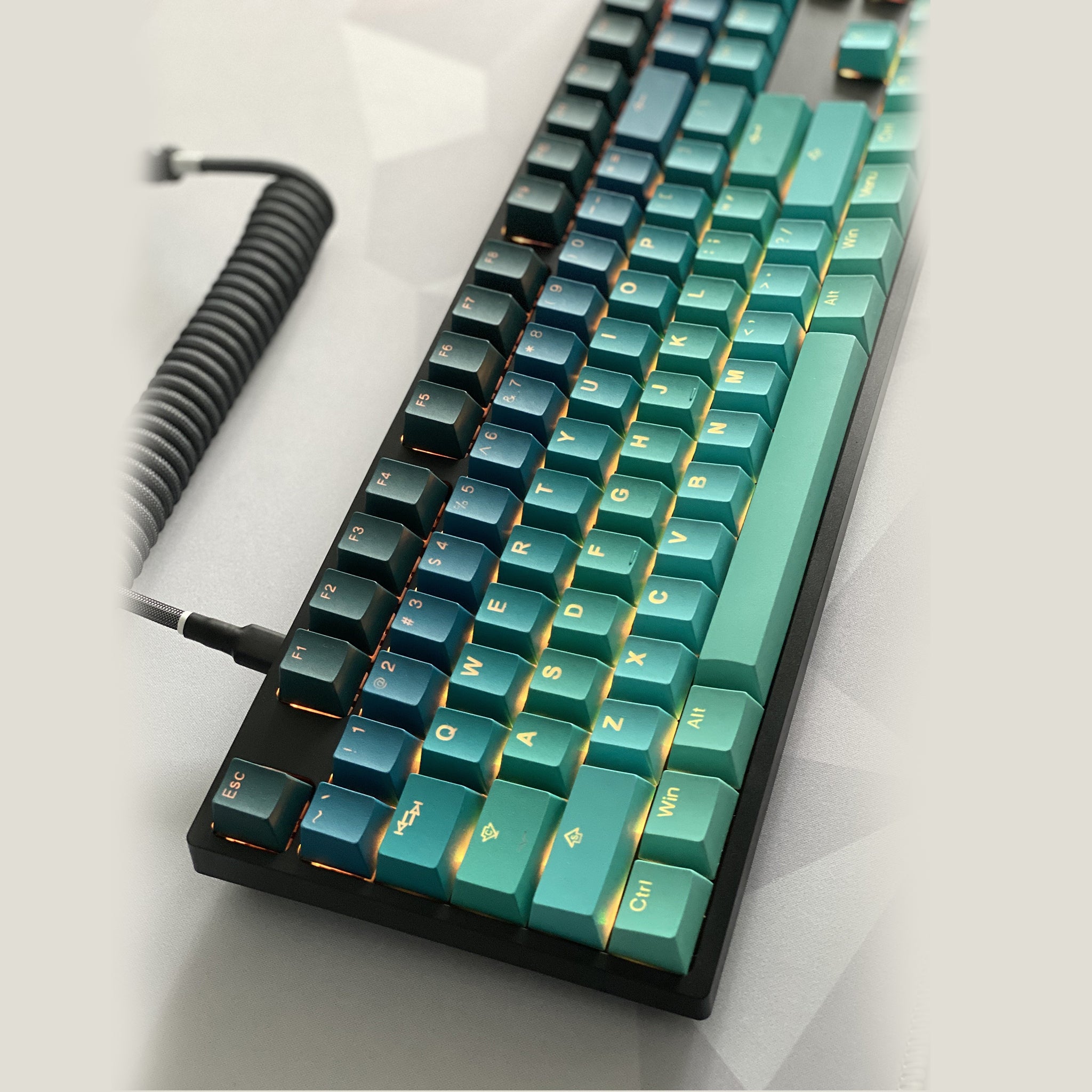 View of the Wired Mykonos Keychron C2 by tai hao with type C output. RGB back lightning and ANSI Layout with ABS used as frame material.