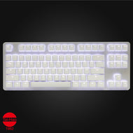 Assembled view of the Orchid white Tai Hao Keycap set of PBT material. Compatible with Cherry MX Switch Types.